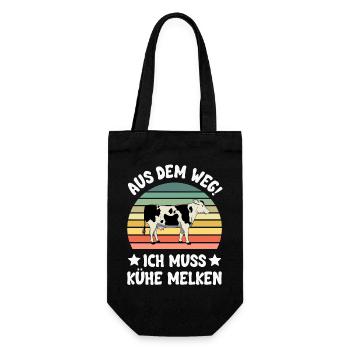 Kuh Kühe - Geschenkbeutel für Flaschen - Schwarz - Vorne
