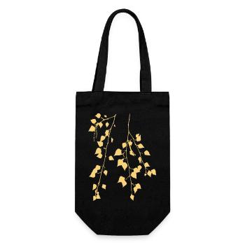 Birkenzweig - Natur - Nachhaltig - Waldbaum - Geschenkbeutel für Flaschen - Schwarz - Vorne