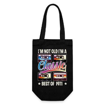 1971 Year of birth Birthday Cassette Vintage - Gift Bag for Bottles - black - Front