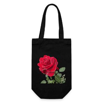 Rote Rose - Geschenkbeutel für Flaschen - Schwarz - Vorne