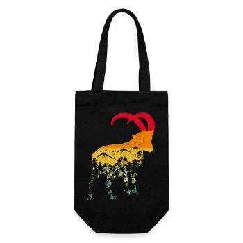 Steinbock, Wandern, Berge - Geschenkbeutel für Flaschen - Schwarz - Vorne