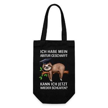 Abi geschafft Abitur 2022 lustiges Faultier - Geschenkbeutel für Flaschen - Schwarz - Vorne