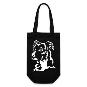 American Staffordshire Terrier Kopf"Black Edition" - Geschenkbeutel für Flaschen - Schwarz - Vorne