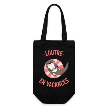 Loutre en vacances - Sac à bouteille - noir - Devant