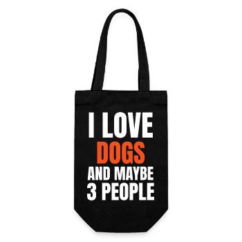 I Love Dogs And Maybe 3 People Funny - Gift Bag for Bottles - black - Front