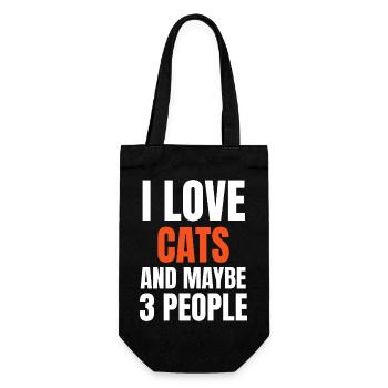 Ich liebe Katzen und vielleicht 3 Leute lustig - Geschenkbeutel für Flaschen - Schwarz - Vorne