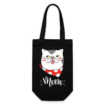 Mignon Kawaii drôle de chat disant miaulement - Sac à bouteille - noir - Devant