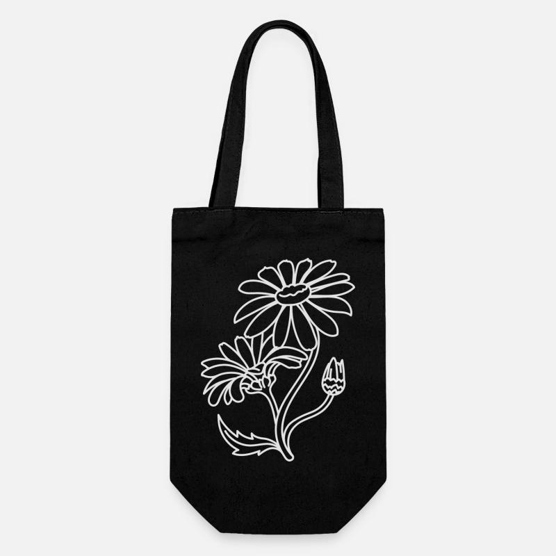 Einfache Gänseblümchen - Geschenkbeutel für Flaschen - Schwarz