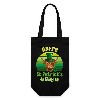 St. Patrick's Tag Schottisches Hochlandrind - Geschenkbeutel für Flaschen - Schwarz - Vorne