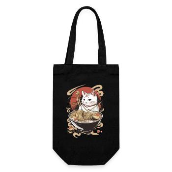 Japanische Ramen-Katze | Maru - Geschenkbeutel für Flaschen - Schwarz - Vorne