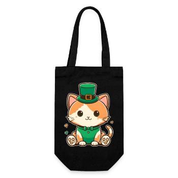 Leprechaun kitten in the green - Gift Bag for Bottles - black - Front