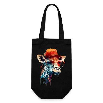 Giraffe head with glasses and hat as vector design - Gift Bag for Bottles - black - Front