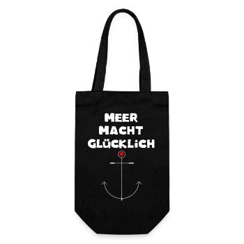 Meer macht glücklich - Geschenkbeutel für Flaschen - Schwarz - Vorne