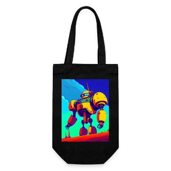 Savage Style: A Retro-Futuristic Robot Skeleton - Gift Bag for Bottles - black - Front
