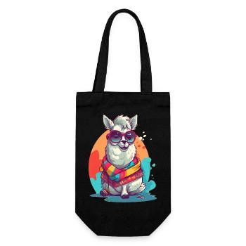 Super Cute Lama Mascot T-Shirt Design - Gift Bag for Bottles - black - Front