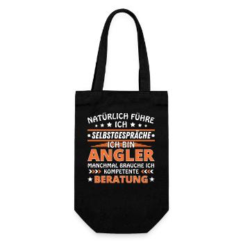Ich führe Selbstgespräche - Angler Edition - Geschenkbeutel für Flaschen - Schwarz - Vorne