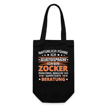 Ich führe Selbstgespräche - Zocker Edition - Geschenkbeutel für Flaschen - Schwarz - Vorne