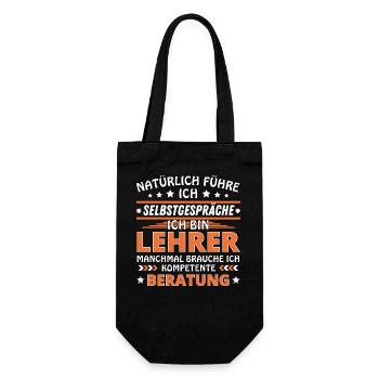 Ich führe Selbstgespräche - Lehrer Edition - Geschenkbeutel für Flaschen - Schwarz - Vorne