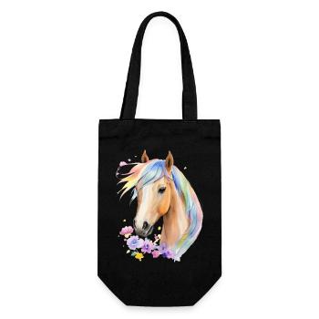 Horse with rainbow mane - Gift Bag for Bottles - black - Front