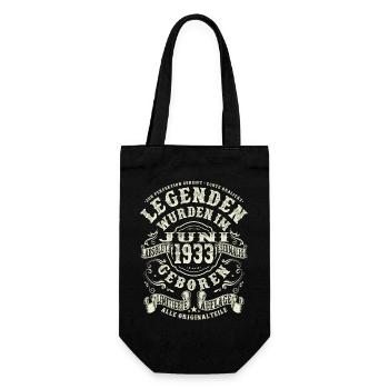 Geburtstag 90 Jahre - Geboren im Juni 1933 - Geschenkbeutel für Flaschen - Schwarz - Vorne
