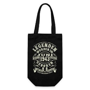1943Geburtstag 80 Jahre - Geboren im Juni 1943 - Geschenkbeutel für Flaschen - Schwarz - Vorne