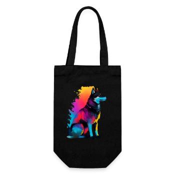 A dog wolf silhoutte colorful.beautiful dog wolf png - Gift Bag for Bottles - black - Front