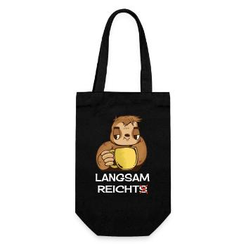 Lustiges Faultier Kaffee Spruch Langsam Reichts - Geschenkbeutel für Flaschen - Schwarz - Vorne