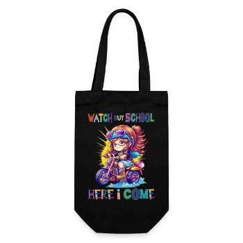 Watch out school - here I come / Steampunk girl - Gift Bag for Bottles - black - Front