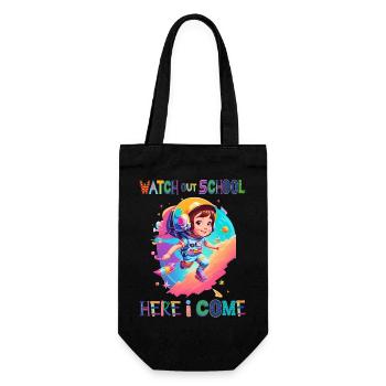 Watch out school - here I come / Astronaut girl - Gift Bag for Bottles - black - Front