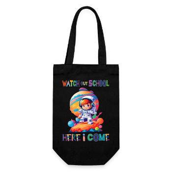 Watch out school - here I come / Astronaut girl - Gift Bag for Bottles - black - Front