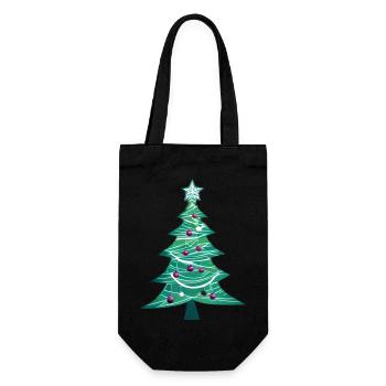 Weihnachten Geschenk Tannenbaum Weihnachtsbaum - Geschenkbeutel für Flaschen - Schwarz - Vorne