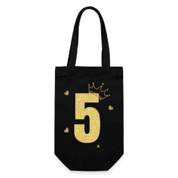 Goldene Krone zum 5-jährigen Jubiläum - Geschenkbeutel für Flaschen - Schwarz - Vorne