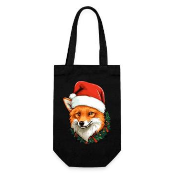 Fox Christmas Foxes Winter Animals Forest Animals - Gift Bag for Bottles - black - Front