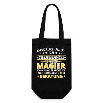 Ich führe Selbstgespräche - Magier Edition - Geschenkbeutel für Flaschen - Schwarz - Vorne
