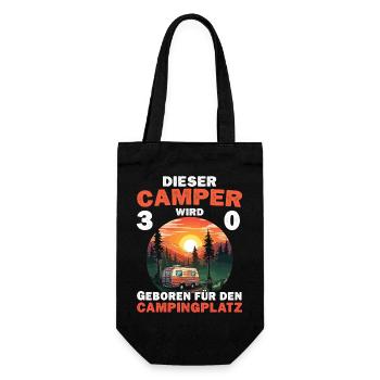 30 Geburtstag Camper Camping Wohnmobil Campen - Geschenkbeutel für Flaschen - Schwarz - Vorne