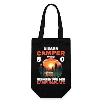 80 Geburtstag Camping Wohnmobil Camper Spruch - Geschenkbeutel für Flaschen - Schwarz - Vorne