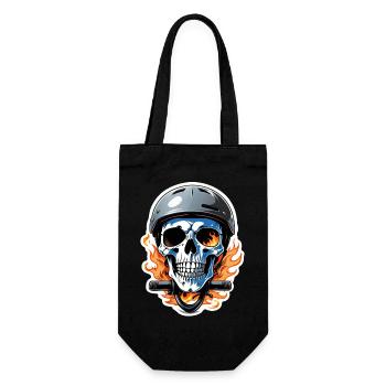 moto style retro - crane et squelette - Sac à bouteille - noir - Devant