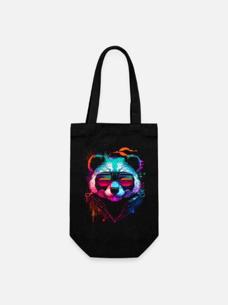 Panda hipster - Sac à bouteille - noir
