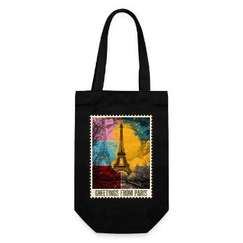 Paris Tour Eiffel France Skyline timbre-poste - Sac à bouteille - noir - Devant