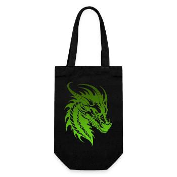 Fantasy Drache Anime Drachenkopf Mythisches Reptil - Geschenkbeutel für Flaschen - Schwarz - Vorne