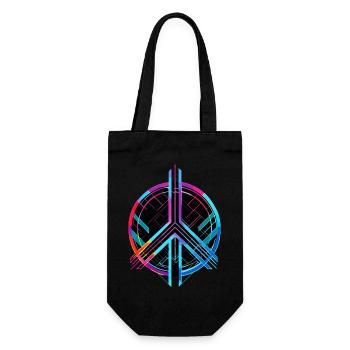 Peace Sign Peace Colorful Neon Against War Love - Gift Bag for Bottles - black - Front