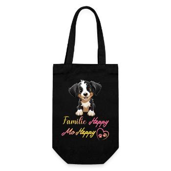 Dog Family Happy Me Happy - Gift Bag for Bottles - black - Front