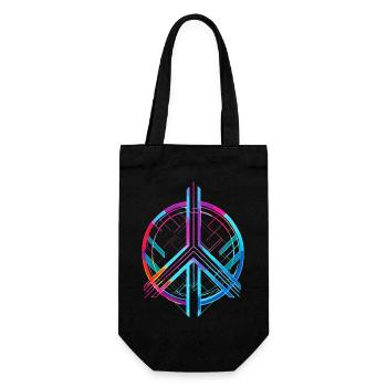 Peace Sign Peace Colorful Neon Against War Love - Gift Bag for Bottles - black - Front