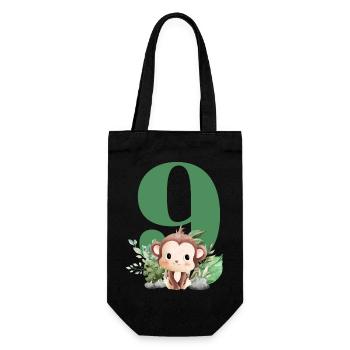 9th Birthday Monkey Safari - Gift Bag for Bottles - black - Front