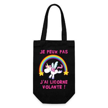 Je peux pas j'ai Licorne volante ! - Sac à bouteille - noir - Devant