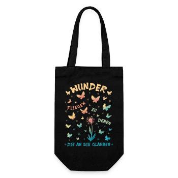 Wunder fliegen zu denen, die an sie glauben - Mut - Geschenkbeutel für Flaschen - Schwarz - Vorne