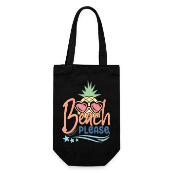 Strand bitte - Geschenkbeutel für Flaschen - Schwarz - Vorne