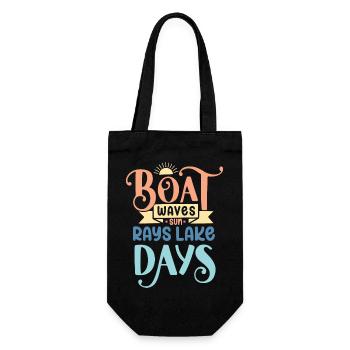 Boat Waves Sun Rays Lake Days - Gift Bag for Bottles - black - Front