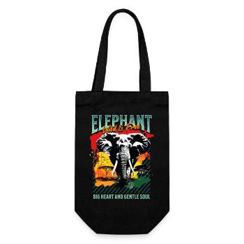 Elefant Afrika Safari Natur Wildnis Aquarell Kunst - Geschenkbeutel für Flaschen - Schwarz - Vorne