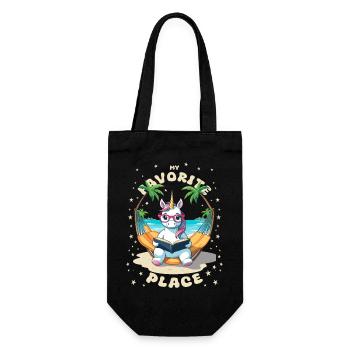 Unicorn with book - Gift Bag for Bottles - black - Front